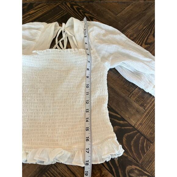 Peasant CottageCore Pirate Top Women Small Festival Sheer Smocked Cowgirl Boho - Picture 5 of 7